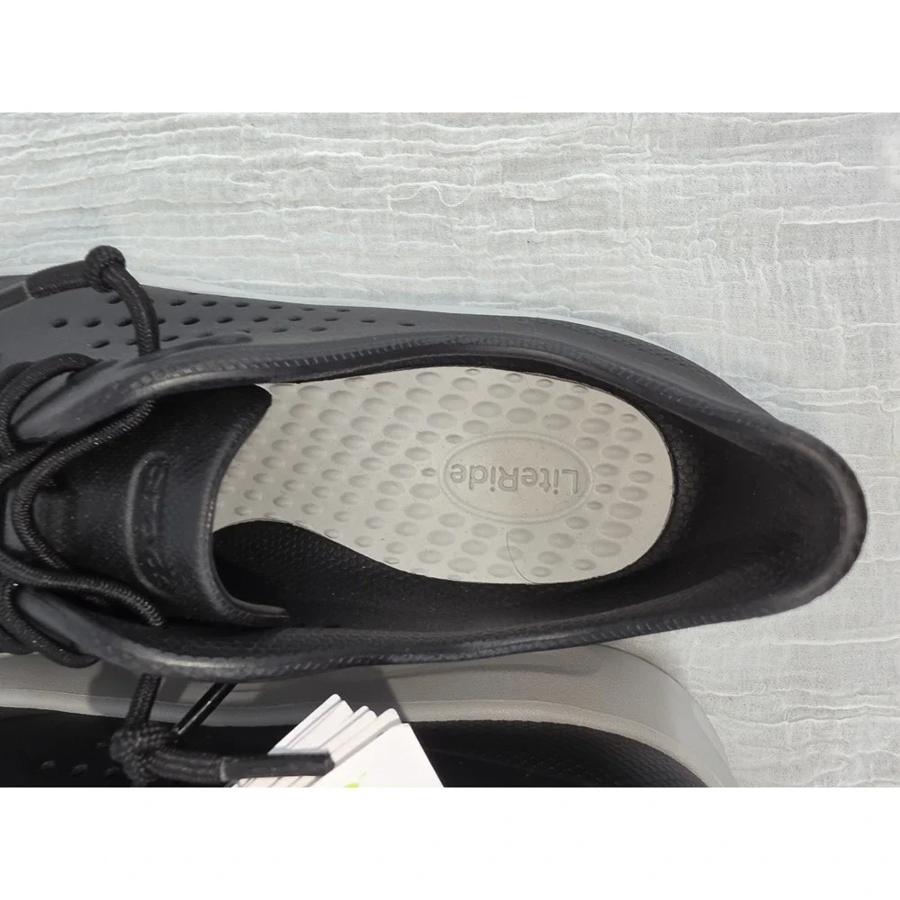 New Crocs InMotion Pacer Sneakers Black Womens Size 9 Lace Up Comfort Shoes